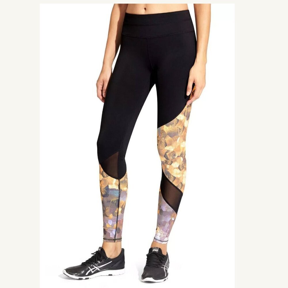 Athleta M Asymmetrical Mesh Sonar Yoga Tight Leggings Medium - Picture 3 of 13